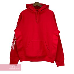 シュプリーム Supreme 2018SS Sleeve Embroidery Hooded Sweatshirt シュプリーム エンブロイデリーフーデッドスウェットシャツ プルオーバーパーカー サイドロゴ レッド サイズM【211205】【新古品】【me04】