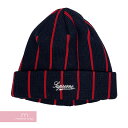 Supreme 2013AW Pinstripe Beanie シュプリーム ピンストライプビーニー ニット帽 ニットキャップ ロゴ刺繍 ネイビー 