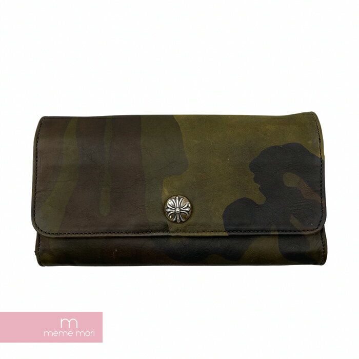 CHROME HEARTS Las Vegas Limited Judy Cross Button Tank Camo Oiled Leather Wallet クロムハーツ ラスベガスリミテッドジュディクロスボタンタンクカモオイルドレザーウォレット 長財布 カモフラ カーキ【211102】【中古-B】【me04】