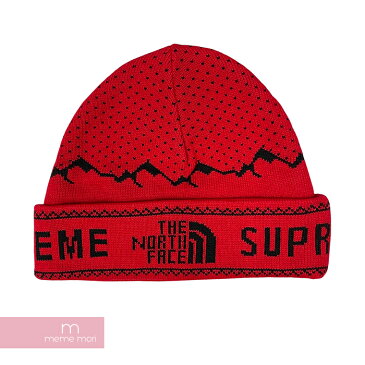 Supreme×THE NORTH FACE 2018AW Expedition Fold Beanie シュプリーム×ノースフェイス エクスペディションフォールドビーニー ロゴ ニットキャップ ニット帽 レッド【211210】【新古品】【me04】