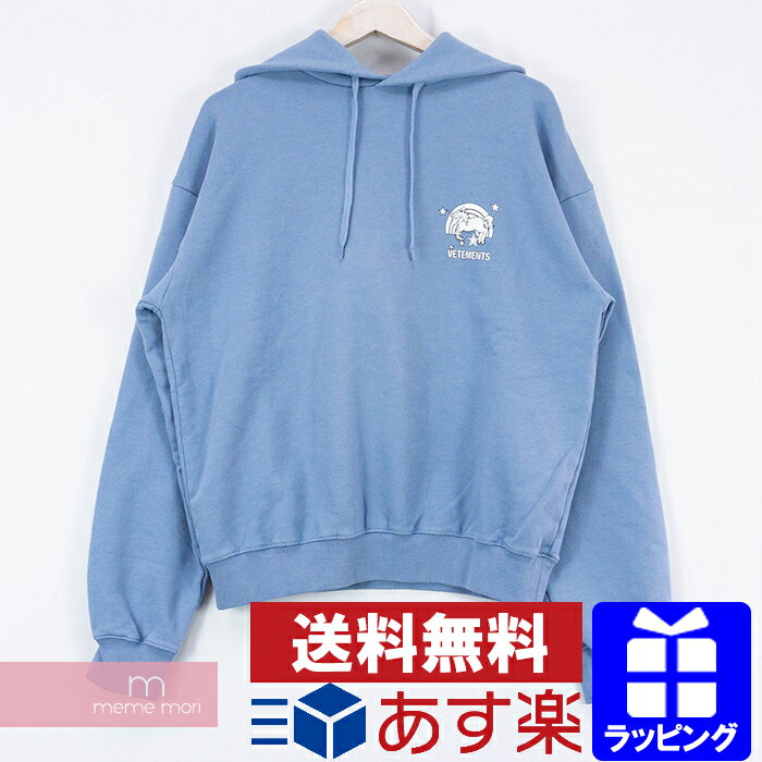 VETEMENTS 2018SS Unicom Printe Oversized Hoodie MSS18TR70 ヴェトモン ユニコーンプリントオーバーサイズフーディ ビッグシルエット ライトブルー サイズXS 【200313】【新古品】