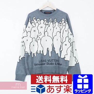 LOUIS VUITTON 2020SS Studio Jacquard Crew Neck 1A5V4X ルイヴィトン スタジオジャガードクルーネックニット セーター グレー サイズM【200404】【中古-A】