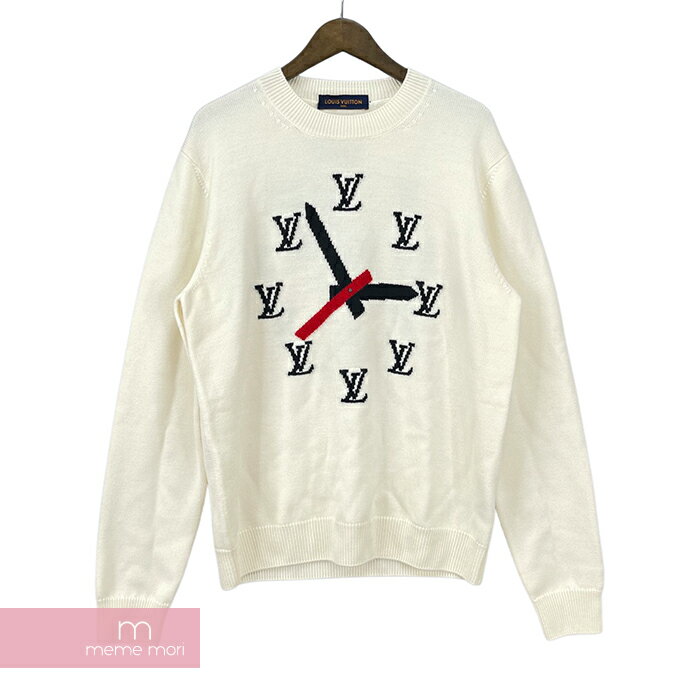 LOUIS VUITTON 2021SS Clock Intarsia Pullover 1A8P4F ルイヴィトン クロックインタルシアプルオーバーセーター ニット 時計 ホワイト サイズL【210602】【新古品】【me04】