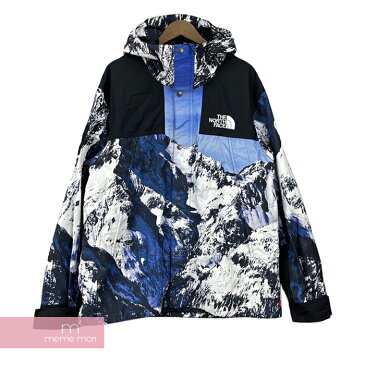 Supreme×THE NORTH FACE 2017AW Mountain Parka シュプリーム×ノースフェイス マウンテンパーカー 雪山 ナイロンジャケット ブルゾン ホワイト×ブルー サイズXL【210811】【中古-B】【me04】