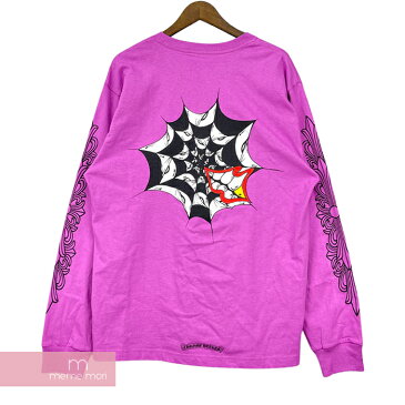 CHROME HEARTS×MATTY BOY 2021SS Spider Web L/S Tee クロムハーツ×マッティボーイ スパイダーウェブTシャツ 長袖カットソー ロンT ポケT バックプリント パープル サイズXL【220722】【新古品】【me04】