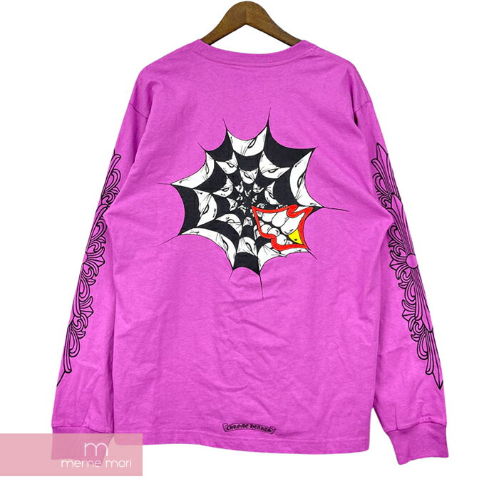 CHROME HEARTS×MATTY BOY 2021SS Spider Web L/S Tee クロムハーツ×マッティボーイ スパイダーウェブTシャツ バックプリント 長袖 ロンT カットソー ポケT パープル サイズXXL 【220517】【新古品】【me04】