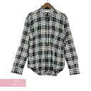 SAINT LAURENT PARIS Raw Hem Flannel Shirt 411620 Y018P サンローランパリ ローヘムフランネルシャツ チェック クリンクル加工 シワ加工 カットオフ ブラック サイズ37-14 1/2【210930】【中古-B】【me04】