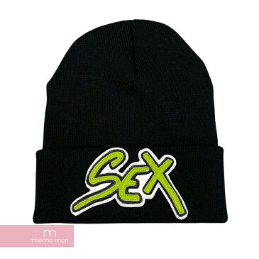 CHROME HEARTS×MATTY BOY 2021AW Sex Beanie クロムハーツ×マッティボーイ セックスビーニー ニット帽 ニットキャップ 帽子 SEX RECORDS レザーパッチ ブラック【220312】【新古品】【me04】