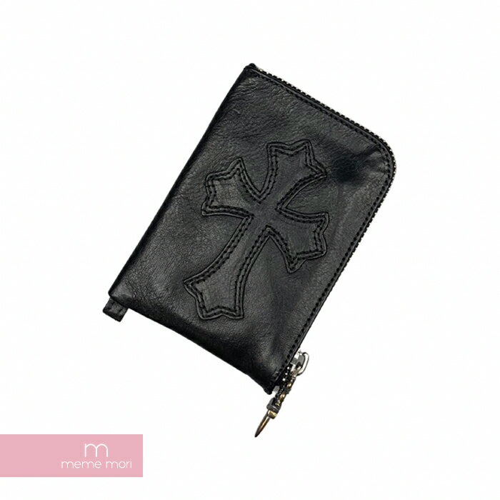 CHROME HEARTS Tiny Zip Wallet Cemetery Cross Patches クロムハーツ タイニージップウォレット セメタリークロスパッチ コインケース ダガージップ ブラック【211127】【中古-B】【me04】