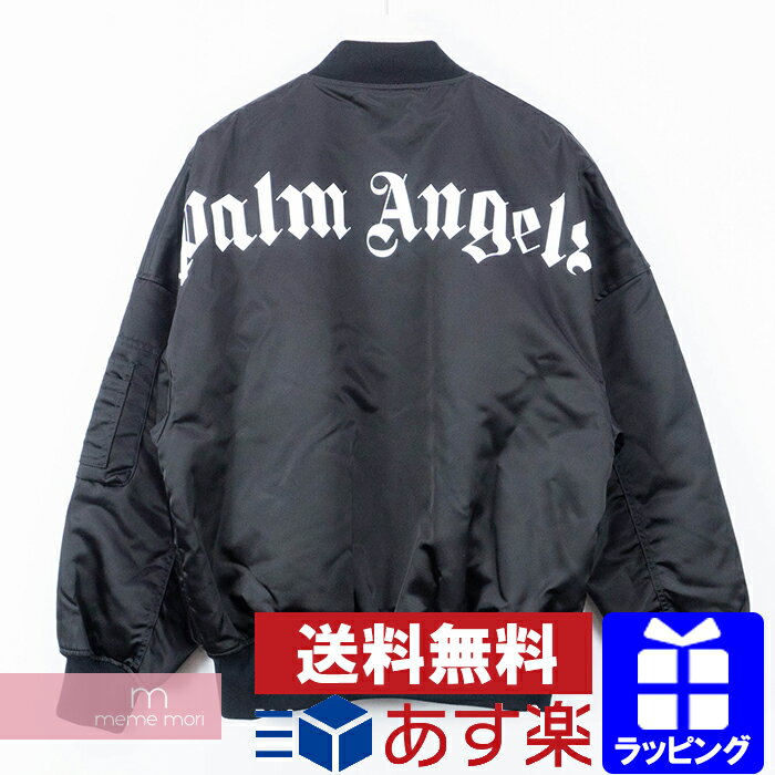 Palm Angels 2019AW Logo Over Bomber PMEH002E19374002 パームエンジェルス ロゴオーバーボンバージャケット MA-1 ジップアップ中綿ブルゾン ブラック サイズS【200122】【新古品】