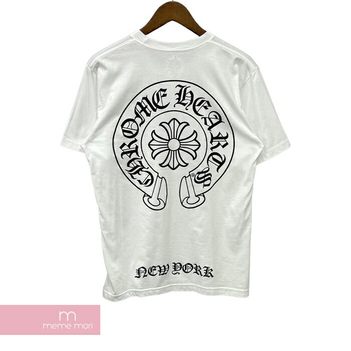 【BIG PRICE OFF】CHROME HEARTS New York Horseshoe Tee クロムハーツ ホースシューTシャツ 半袖カットソー ポケT NY ニューヨーク限定 ホワイト サイズXL【240507】【中古-B】【me04】