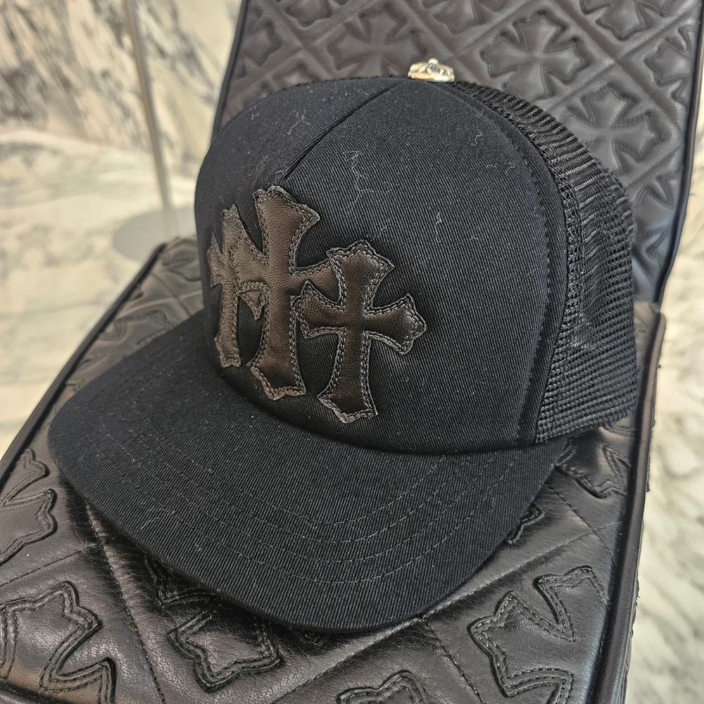CHROME HEARTS Triple Cross Leather Patch Trucker Cap ONE SIZE (51-61) クロムハーツ トリプ...