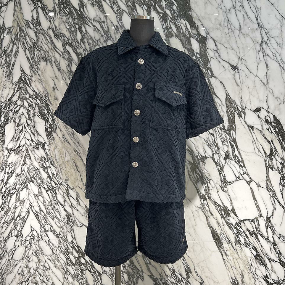 CHROME HEARTS Y NOT CH Plus Pattern Pile Terry Shirt / Shorts Set Up Size S クロムハ...