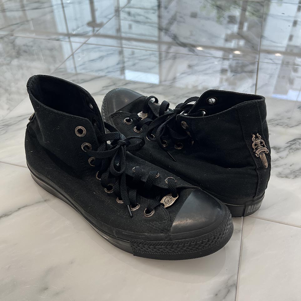 CHROME HEARTS × CONVERSE ALL STAR Silver Dagger Canvas High Top Sneakers Size 7 ...