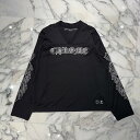 【BIG PRICE OFF】CHROME HEARTS Mesh Warm Up Jersey Size M クロムハーツ メッシュウォームアップジャージー ロンT 袖フローラル スクロールロゴ ブラック サイズM【250830】【新古品】