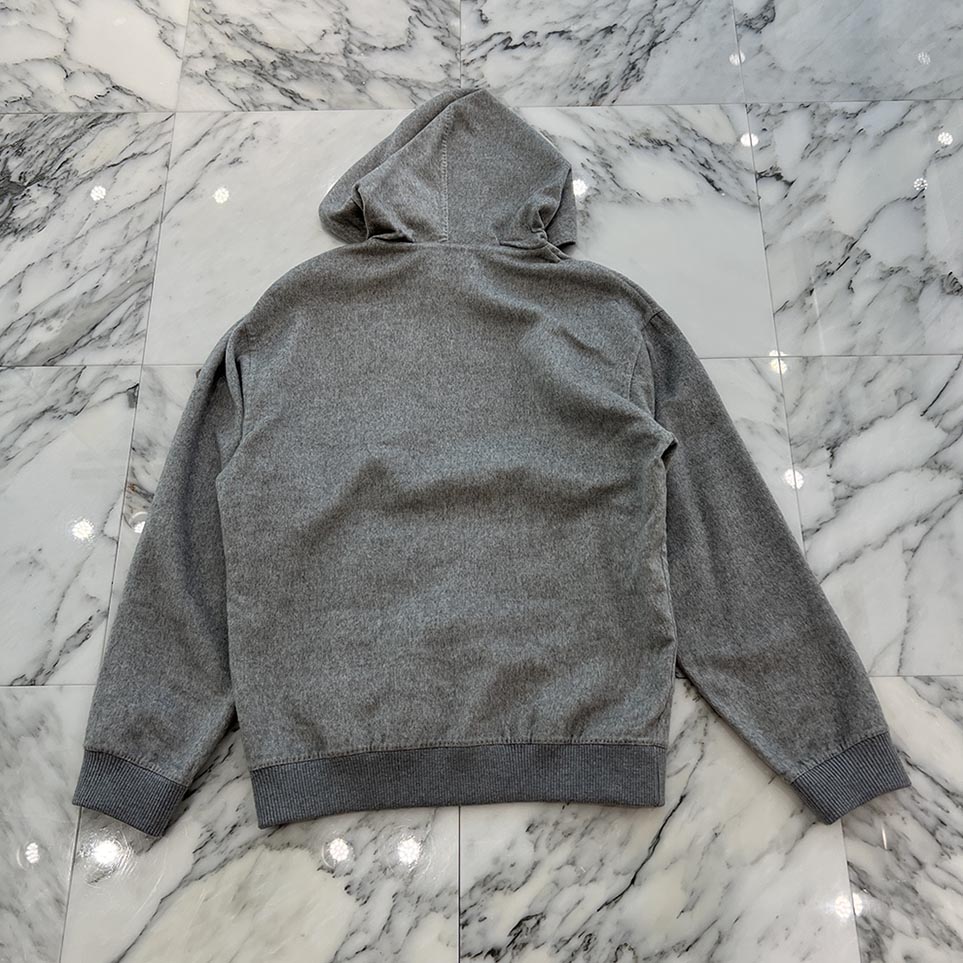 LOUIS VUITTON 2020AW Pins Cashmere Silk Pullover Hoodie Size S ルイヴィトン ピン装飾 カシミヤ シルク プルオーバーフーディプルオーバーパーカー カシミヤ混 シルク混 グレー サイズS【251101】【中古-A】