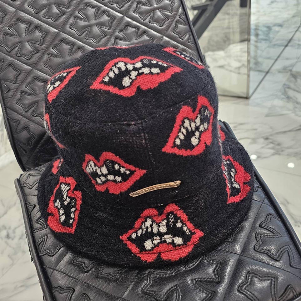 CHROME HEARTS  MATTY BOY Chomper Print Cashmere Bucket Hat Size M58.5cm ϡ...