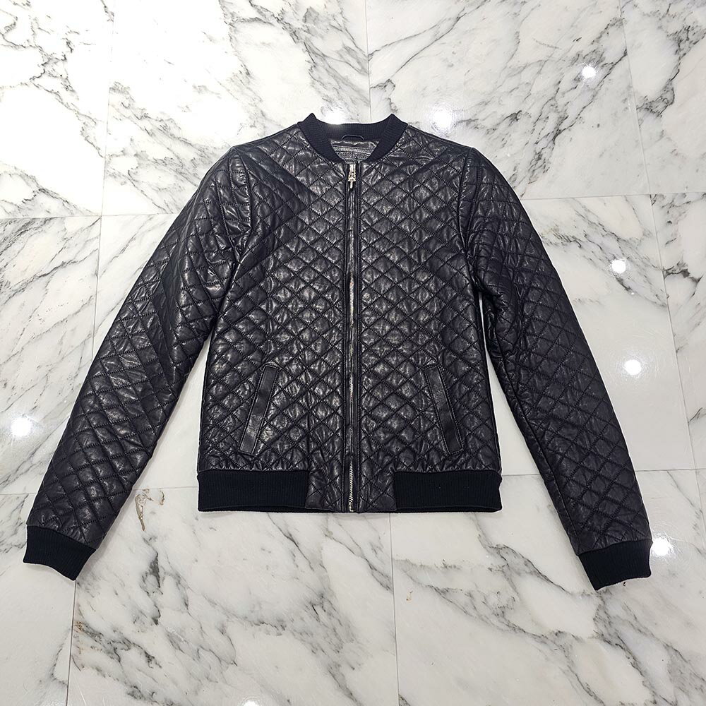 CHROME HEARTS Dagger Zip Quilting Leather Jacket Size S ϡ å ƥ 쥶...