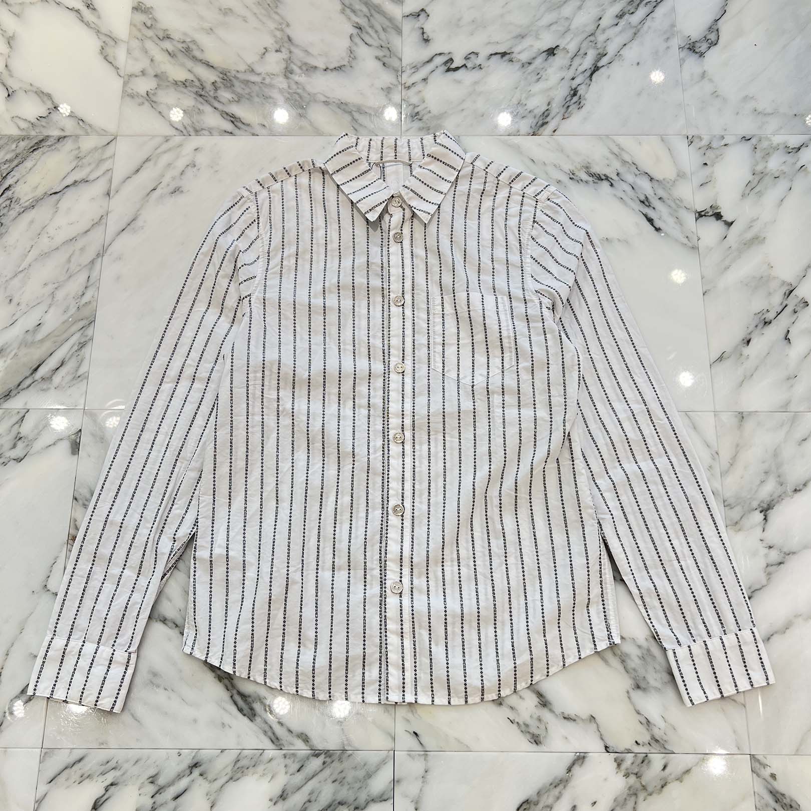 CHROME HEARTS Y NOT Logo Stripe Cotton Shirt Siz