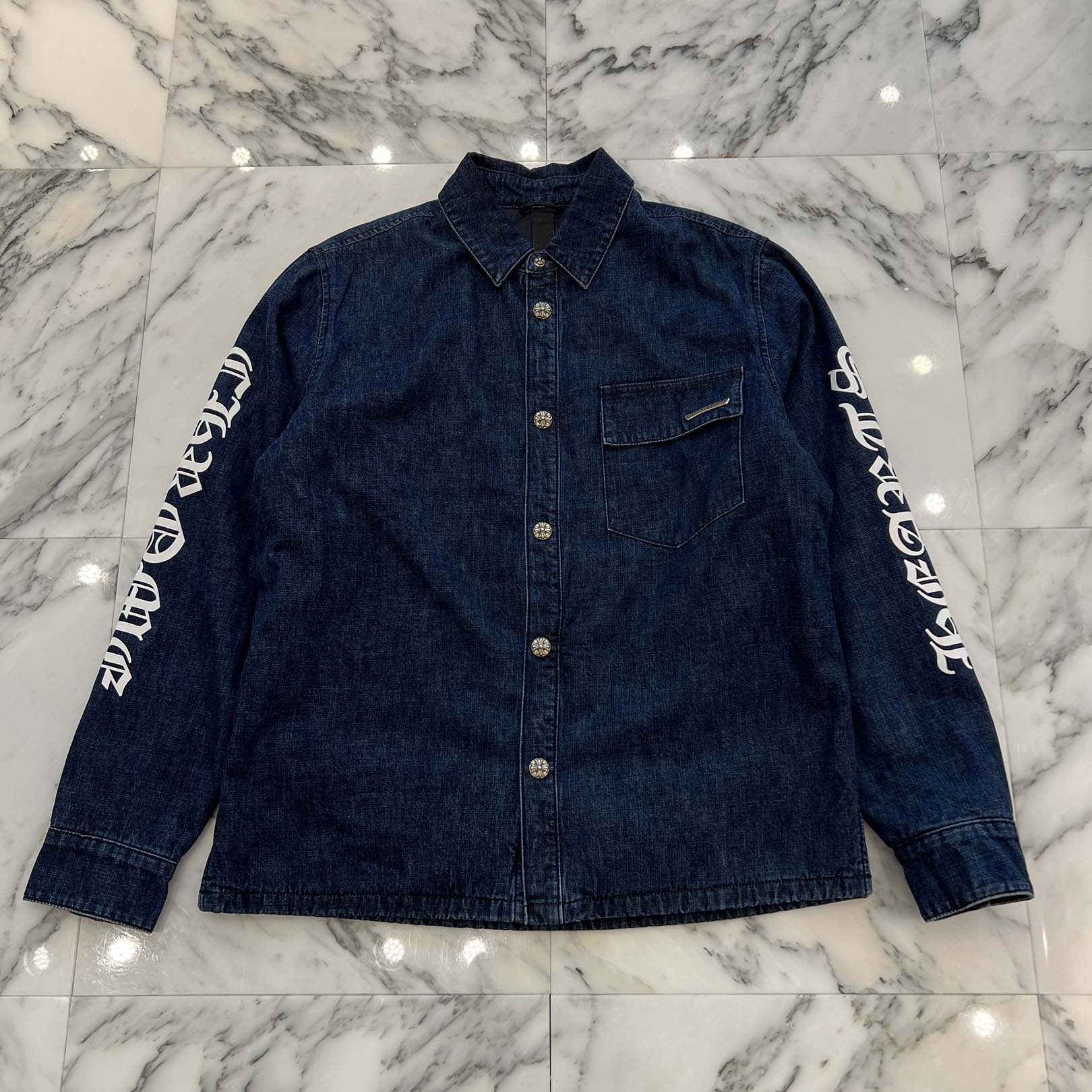 CHROME HEARTS WORK'N SHIRT GARAGE WASH DENIM JACKET Size M クロムハーツ ウォーキン シャツ ガレージ...