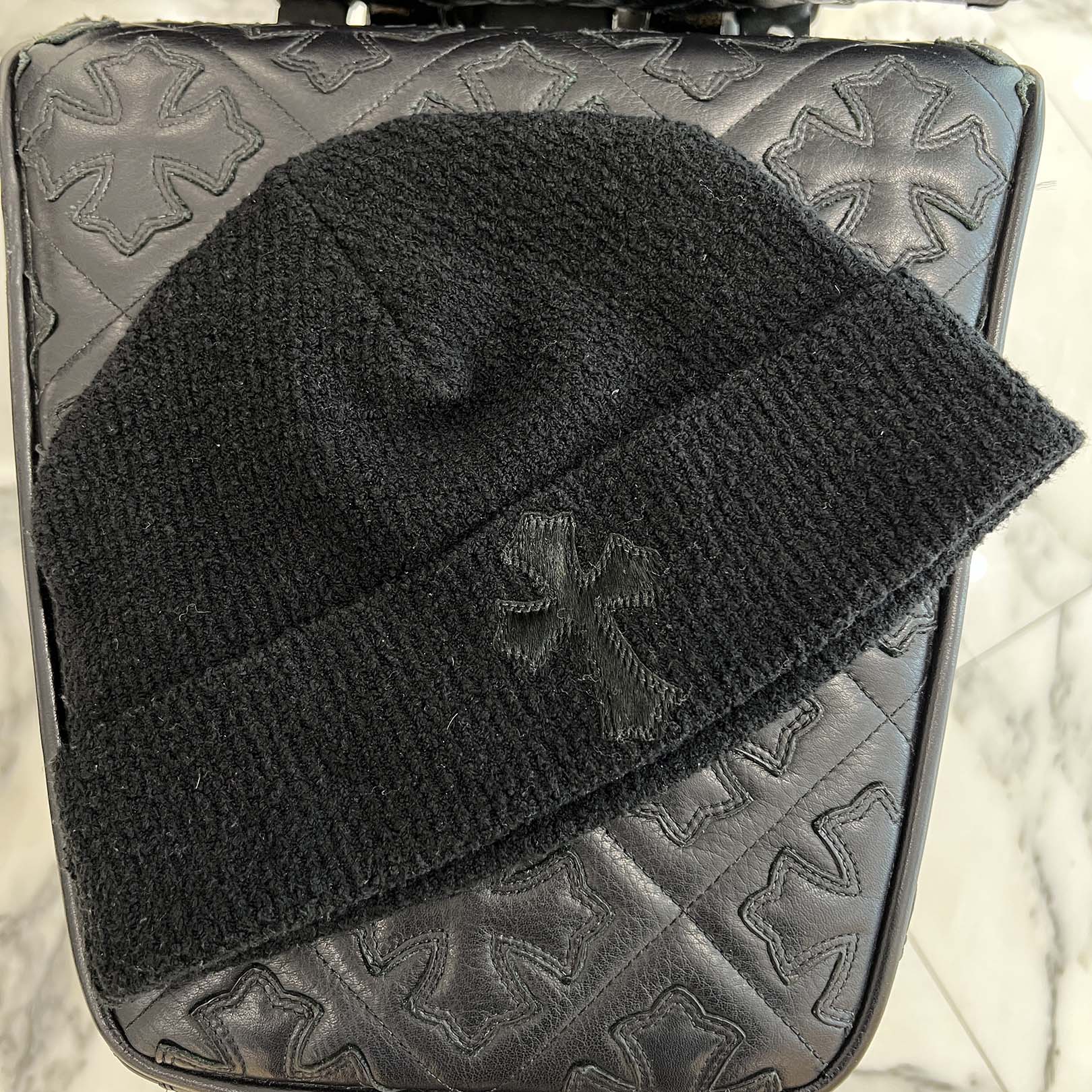 CHROME HEARTS 2024AW Harako Leather Cross Patch Beanie Size ONE SIZE (53-60) クロム...