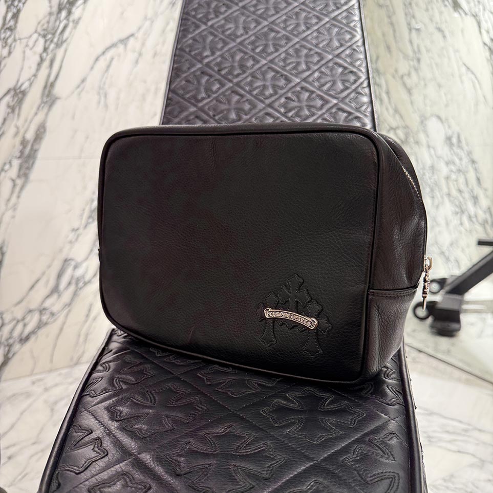 CHROME HEARTS Cemetery Cross Patch Leather Poach