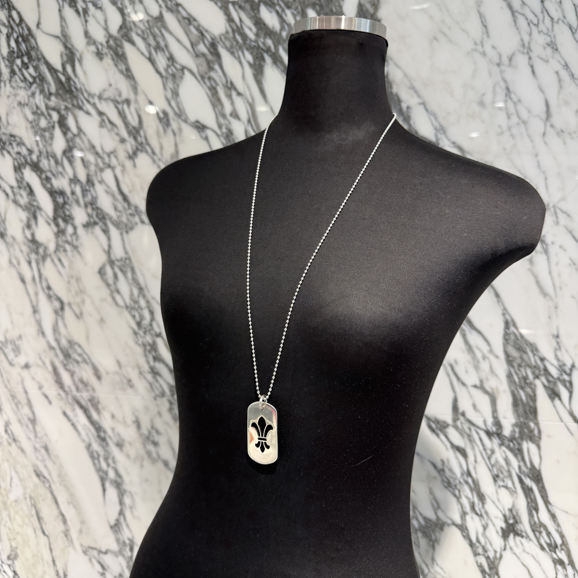 Other - CHROME HEARTS BS Fleur Dock Tag Large Pendant Necklace Size 30 Inch クロムハーツ BSフレア ドッグタグ ラージ ペンダント ペンダントトップ アクセサリー ネックレス ボールチェーン シルバー シルバー925 サイズ30インチ【260409】【中古-A】