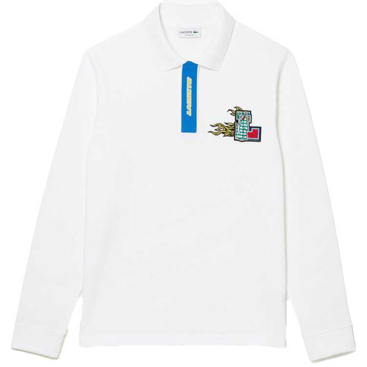 ラコステ LACOSTE コミックグラフィックエンブレム長袖ポロシャツ メンズ [サイズ：S 003 ] [カラー：ホワイト] #PH2523L-001 【あす楽 送料無料】【スポーツ・アウトドア その他雑貨 】