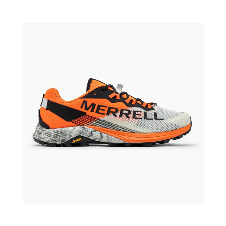 パフォーマンステクノロジーの進化を牽引する「Merrell Test Lab. (メレル テスト ラボ)」にて、世界で活躍するグローバル契約のエリートアスリートと共同開発したショート・ミドルディスタンス推奨のトレイルランニングシューズ フラッグシップモデル。通気性と軽量性に優れたメッシュ×TPU補強のコンビネーションアッパー、相反する軽量性と耐久性を合わせ持ち反発弾性が長期間持続する「FloatProTM(フロートプロTM)」フォームミッドソール、濡れた路面やラギッドなトレイルで圧倒的なグリップ力を誇るイタリアの世界的ソールメーカーVibram社の「Vibram MEGAGRIP (ヴィブラム メガグリップ)」アウトソールなど、厳しいトレイルに対応し得る高機能を搭載。またフィット性を高める「インターナルブーティ構造」を採用しており走行時の足の安定性が向上。サステナブルアクションの1つとして、シューレースやウェビング、フットベッドカバーには100%リサイクル素材を採用し、動物性由来の素材を使用しない「ヴィーガンフレンドリー」となっています。『Merrell Test Lab. (メレル テスト ラボ)』は製品開発を通して「世界中のアスリートが山岳スポーツ・アウトドアアクティビティにおいて最大限のパフォーマンスを発揮できる」ことを追求し、メレルのパフォーマンステクノロジーの革新と進化を生み出し続けています。製品開発のプロセスには、MERRELLグローバル契約のエリートアスリートによるフィードバックを徹底的に行い、実際にアスリートが必要とする機能と履き心地を具現化しています。商品名にある「MTL (エムティーエル)」は、「Merrell Test Lab.」の略称で、ブランド技術を結集させたフラッグシップラインの証です。※MERRELLはスカイランニングのワールドシリーズ「SKYRUNNERR WORLD SERIES」を2020年よりメインパートナーとして支え、併せてヨーロッパを中心とした世界のトップランナーとの契約、シューズの共同開発を推進しています。日本国内においても2022年より日本スカイランニング協会［JSA］とプレミアムパートナー契約を交わし、スカイランニングカテゴリーの普及促進と商品展開、選手サポートを強化しています。【特徴／FEATURES】■ メッシュ＆TPUアッパー通気性に優れたメッシュと安定性を高めるTPU素材のコンビネーションアッパー。■ リサイクル シューレース100%リサイクル素材を採用したシューレース。■ シューレース 伸縮キーパー結んだ後のシューレースを収納する伸縮性のキーパー。■ リサイクル ウェビング100％リサイクル素材を採用したタン部のウェビング。■ レフレクティブロゴ再帰反射機能のあるロゴデザインをアッパーに大きく配置。■ インターナルブーティ構造シューズと一体型となった伸縮性のあるタン部がフィット性を高める構造。■ メッシュライニング通気性に優れたメッシュ素材のライニング。■ ゲイターDリングゲイター装着のためのD型リングをつま先上部に配置。■ リサイクル EVAフットベッド50%リサイクル素材を採用したEVAフォームのフットベッド。■ リサイクル フットベッドカバー100％リサイクル素材を採用した抗菌加工済のメッシュフットベッドカバー。■ FloatProTM (フロートプロTM) フォーム ミッドソールクッション性・反発弾性に優れ、相反する軽量性と耐久性(機能持続性)を両立させたサステナブルEVAフォームをミッドソールに採用。環境への負荷を軽減するため「廃材を出さない製造工程」で、さらに再利用しやすいTPE (サーモ プラスチック エラストマー)素材を原料としている。■ Vibram MEGAGRIP (ヴィブラム メガグリップ) アウトソールイタリアの世界的ソールメーカー「Vibram」屈指のハイパフォーマンスコンパウンドグリップ。濡れた路面や起伏のあるラギッドな地形で抜群のグリップ力を発揮する。■ ヴィーガンフレンドリー動物性由来の原材料を使用していない製品。メーカーまたは輸入元メレル区分 スポーツ・アウトドア：アウトドア広告文責株式会社ベルモ TEL：042-767-2722※リニューアルや商品生産国での仕様違い等で、外観が実物と掲載写真と異なる場合がございます。また、入荷時期により外観が異なる商品が混在している場合がございますが、ご注文時に外観をご指定いただく事はできかねます。当社では上記の点をご理解いただいた上でのご注文という形で対応させていただきます。関連キーワード：[J067567]スポーツ・アウトドア&nbsp;&gt;&nbsp;アウトドア&nbsp;&gt;&nbsp;シューズ&nbsp;&gt;&nbsp;メンズシューズ&nbsp;&gt;&nbsp;トレランスポーツ・アウトドア:アウトドア:シューズ:メンズシューズ:トレランMERRELL:MTL LONG SKY 2メレル エムティーエル ロング スカイ 2 (メンズ) [カラー：ホワイト×オレンジ] [サイズ：29.0cm(US11.0)] #J067567