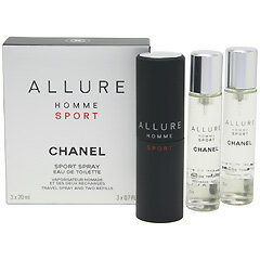 楽天ecショップ：テレメディアシャネル 香水 CHANEL アリュール オム スポーツ ツイスト （セット） 20ml×3 【あす楽 送料無料】【フレグランス ギフト プレゼント 誕生日 メンズ・男性用】【アリュール オム スポーツ ALLURE HOMME SPORT EAU DE TOILETTE TRAVEL SPRAY AND TWO REFILLS】