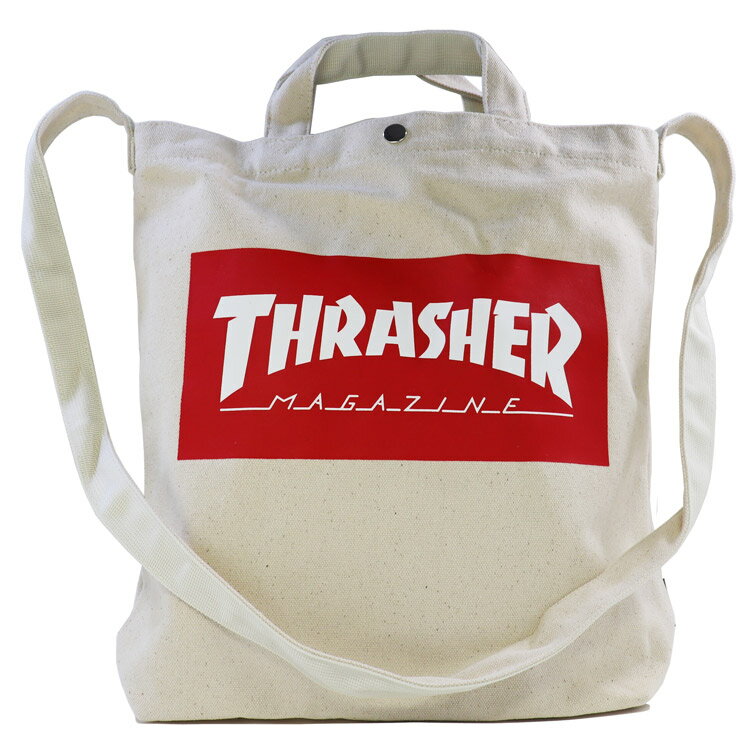 THRASHER スラッシャー ショルダー トートバッグ [カラー：ホワイト×レッド] #THR-133-0110 【あす楽】【スポーツ・アウトドア スケートボード・インラインスケート バッグ・ケース】【2Way Shoulder Bag】