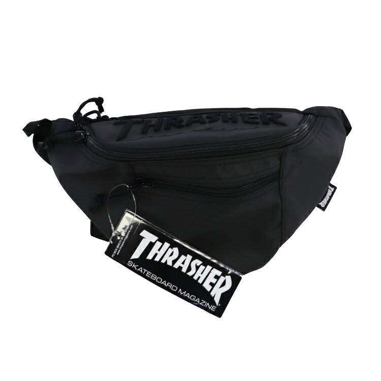 スラッシャー THRASHER Coating Waist Bag [カラー：ブラック×ブラック] #THR-145-9090 【あす楽】【スポーツ・アウトドア スケートボード・インラインスケート バッグ・ケース】
