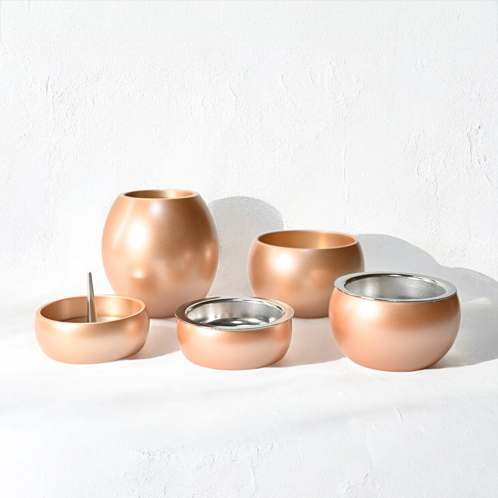 コンパクトな仏具セット5具足　ミニまる5点セット　カラー：ピンク系　(無地）