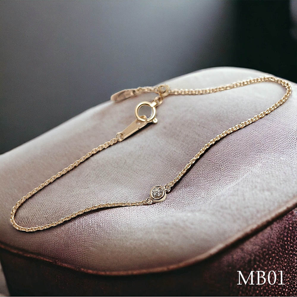 《MB01》ピンクゴールド　K18 or K10　メモリアルジュエリー　完全防水　遺骨ブレスレット　お好きな宝石(3mm)