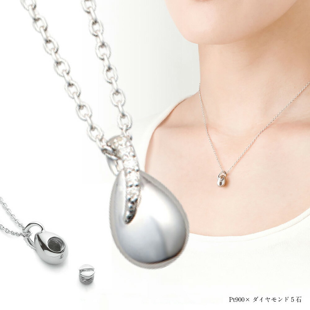 ソウルジュエリー（遺骨ペンダント）ウフ・ミニョン Pt900 (プラチナ製)/ダイヤモンド5石 40cmチェーン付属