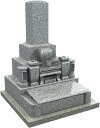 和型墓石(9寸)・プレミアム型E(長方形型外枠台座石・墓誌付セット)特級グレー御影石 スカイグレー 文字・花彫刻付き 納骨室付き 付属品付き 設置工事費込み