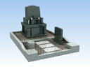 6平米区画 洋型墓石(巻き石・長方形縦型外枠・墓誌付き)長方形型特級黒御影石 バリアフリープレミアム型 文字・花彫刻付き 納骨室付き 付属品付き 設置工事費込み