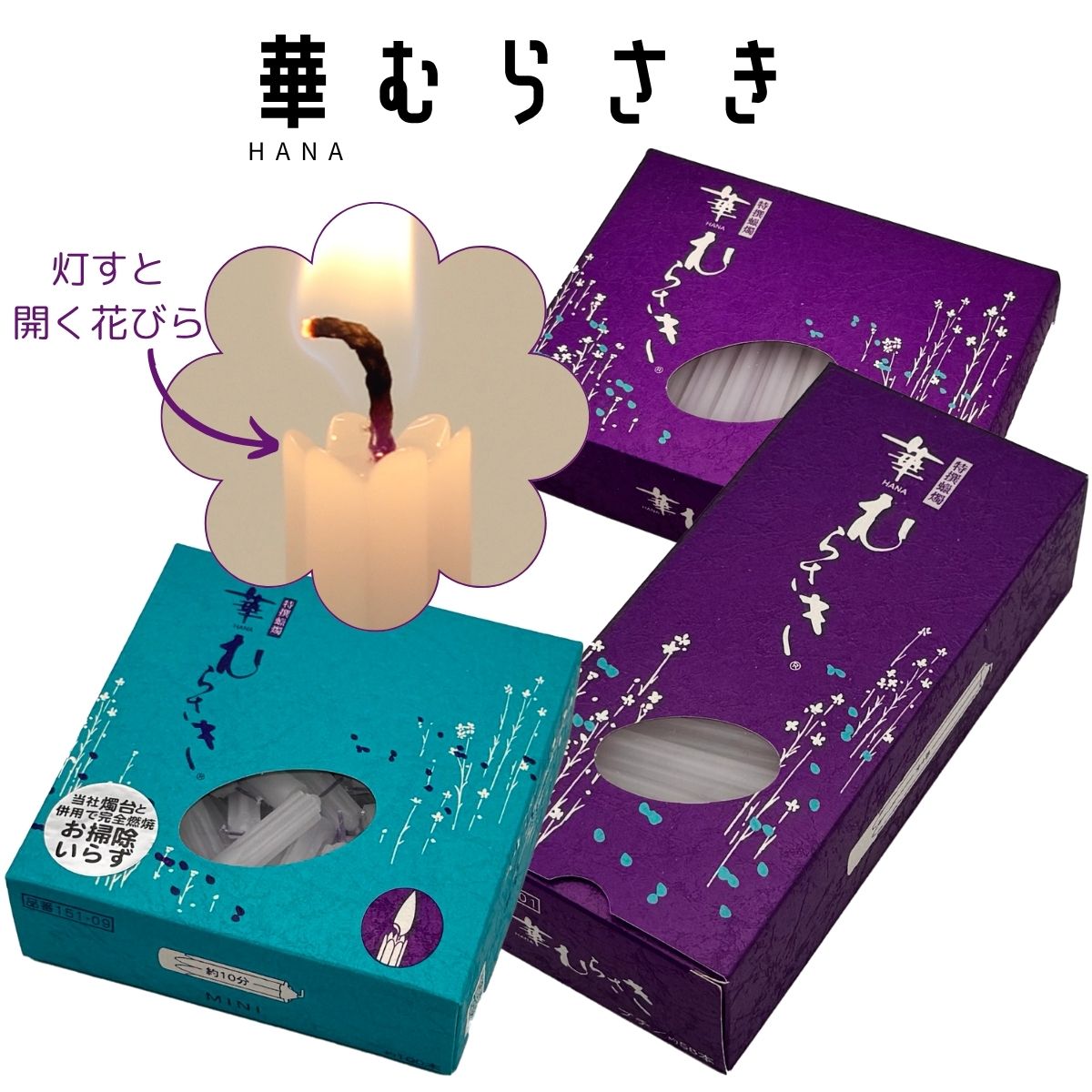 ろうそく ローソク【東海製蝋 華むらさき 1号/プチ/ミニ】花の形のろうそく 蝋がたれない お得大箱 香 線香 線香立 煙の少ない線香 ろうそく 線香白檀 ミニサイズ 仏壇 手元供養 部屋香 大量購入 猫 犬 仏壇セット かっこいい きれい おしゃれ 仏壇 仏具セット 現代仏具