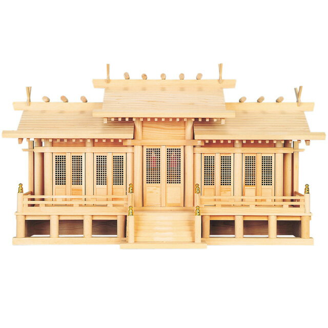 神棚 屋根違い五社造り 格子戸 大（御簾付）