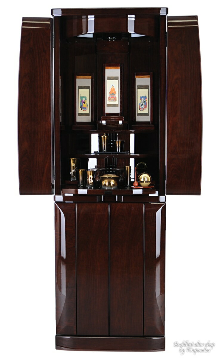 仏壇 モダン仏壇 47号 直置き ［仏具付］【ミント 紫檀 47×16号】角度調整照明付 チンチャン 国産仏壇 ..