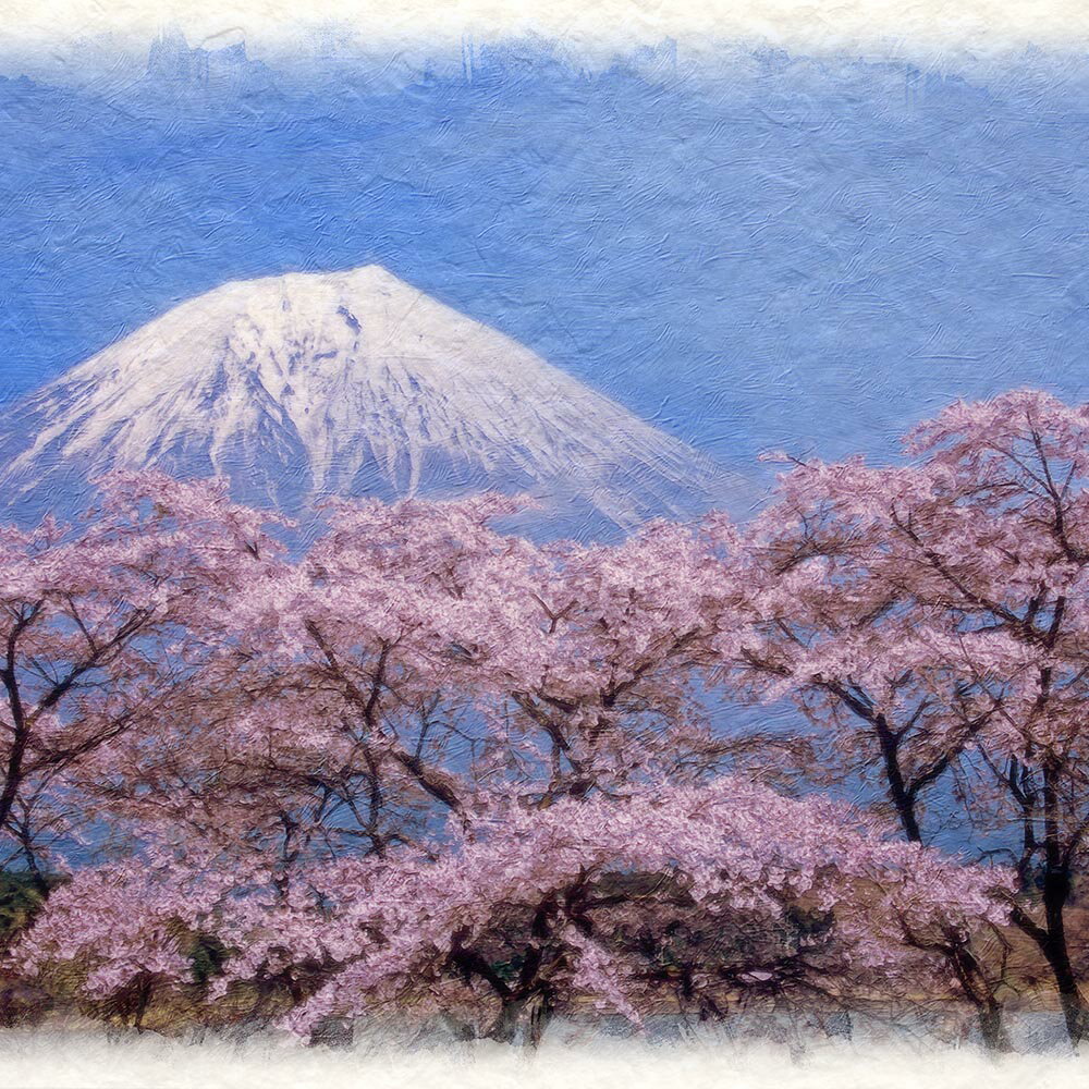 絵 風水 絵画 玄関 おすすめ 運気が上がる絵 インテリア アートパネル 風景画 おしゃれ 開運 金運 トイレ 玄関 に 飾る 絵 画 壁掛け 春 山の絵 花の絵 木 森 ピンク 和紙の絵写真 「湖畔の桜と残雪の富士山」 2