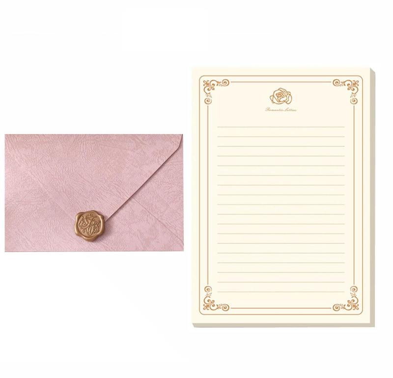 レターセット 手紙セット ラブレター メッセージカード お見舞い 誕生日 招待状 結婚式 お祝い手紙 お礼状用 封筒6枚+封緘シール6枚+便箋20枚【セット内容】封筒6枚+封緘シール6枚+便箋20枚セット【サイズ】封筒：16x11.3cm　便箋：21x14cm　封かんシール：直径2.8cm190gの厚い紙で作られた封筒です。横線入りのローズ柄の便箋でなめらかな書き心地です。シーリングワックスをシールでお手軽に封筒に貼るとぐっと見栄えが良くなり、おしゃれです。手軽に使える大容量セット。結婚式の招待状、誕生日、母の日、父の日、バレンタインデー、クリスマス、卒業式、その他の行事やイベントのグリーティングカードとして最適です