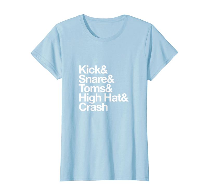 キック&スネア&トムズ&ハイハット&クラッシュドラムセットテキスト Tシャツ