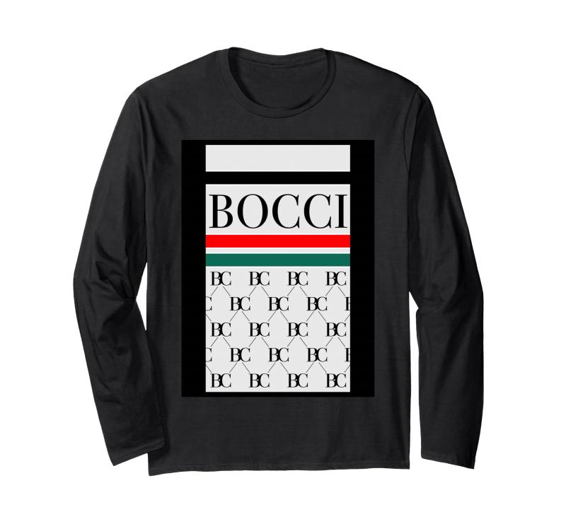 BOCCI ぼっち ロゴ 総柄 緑 赤【変なデザイン屋さん】陰キャ オタク ブランド パロディ 面白 プレゼント 長袖Tシャツ