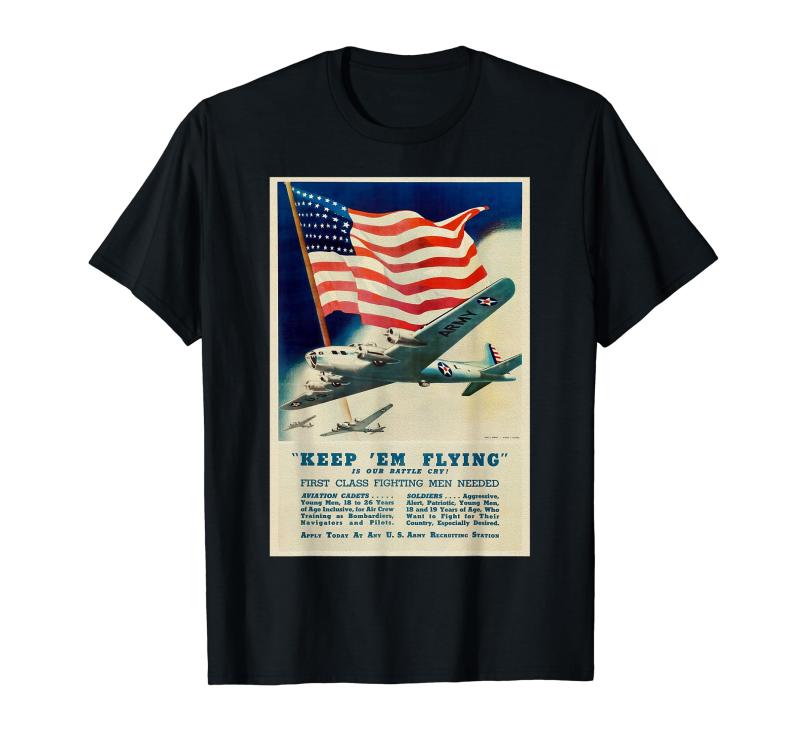 アメリカ軍の募集ヴィンテージポスターフライングフォートレスB-17 Tシャツ