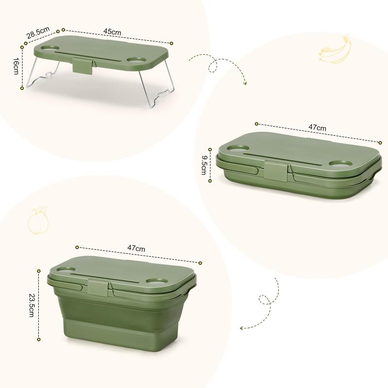 WildVentureX ピクニックバスケット 折り畳み 蓋付き かご キャンプ 収納ボックス 大容量 バケツ 洗える・防水 手提げ テーブル付 折りたたみバケツ 洗濯かご 防災 ピクニック アウトドア 運動 memorishop-10016848 メモリーショップ サンプル画像3