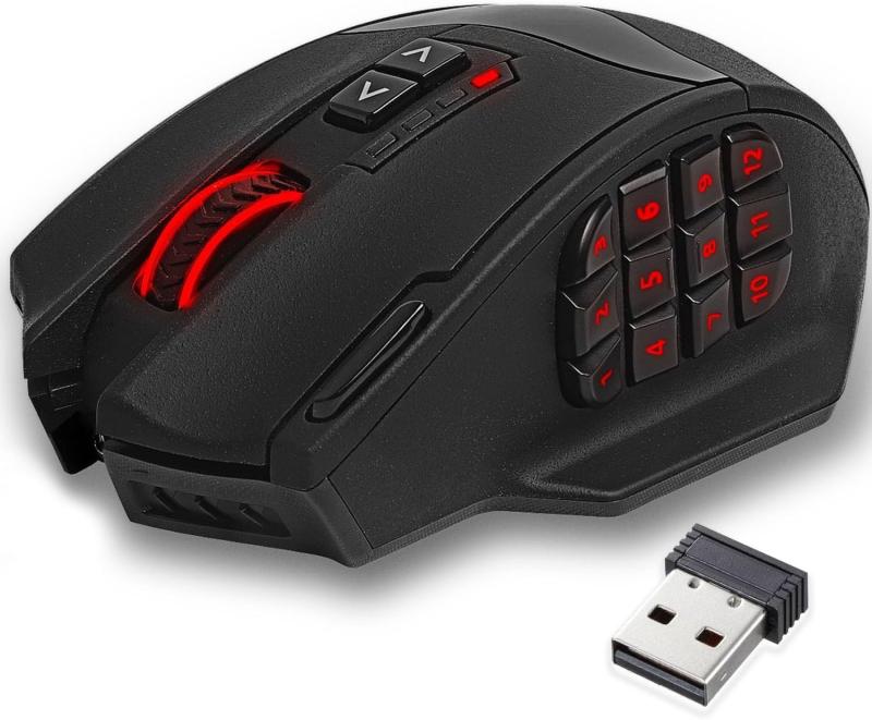 RED SAMURAI RGB MMO ワイヤレスゲーミングマウス 2.4GHz無線・有線両対応 16000DP...