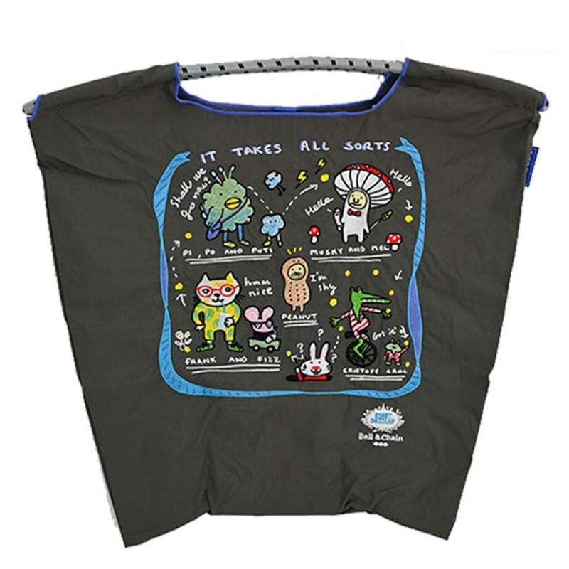  ボールアンドチェーン 正規品 B. IT TAKES ALL SORTS Mサイズ BOBBY DAZZLER/ボビーダズラー コラボ作品 エコバッグ トートバッグ 刺繍 322005