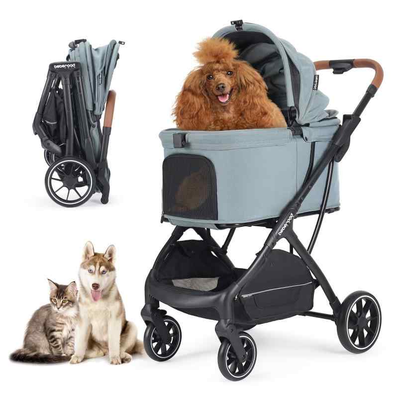 BEBEROAD PETS T5 ペットカート 猫 カート小型犬 バギー 折りたたみ 4輪 前輪360°回転 犬用バギー 犬用ベビーカー 多頭用 小型犬 中型犬 大型犬 ペット キャリーカート いぬ用カートワンタッチ 折