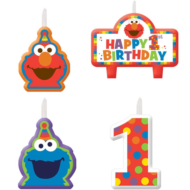 Elmo 1st Birthday Candles 4 count Supplies Elmo Sesame Street Fun to be One